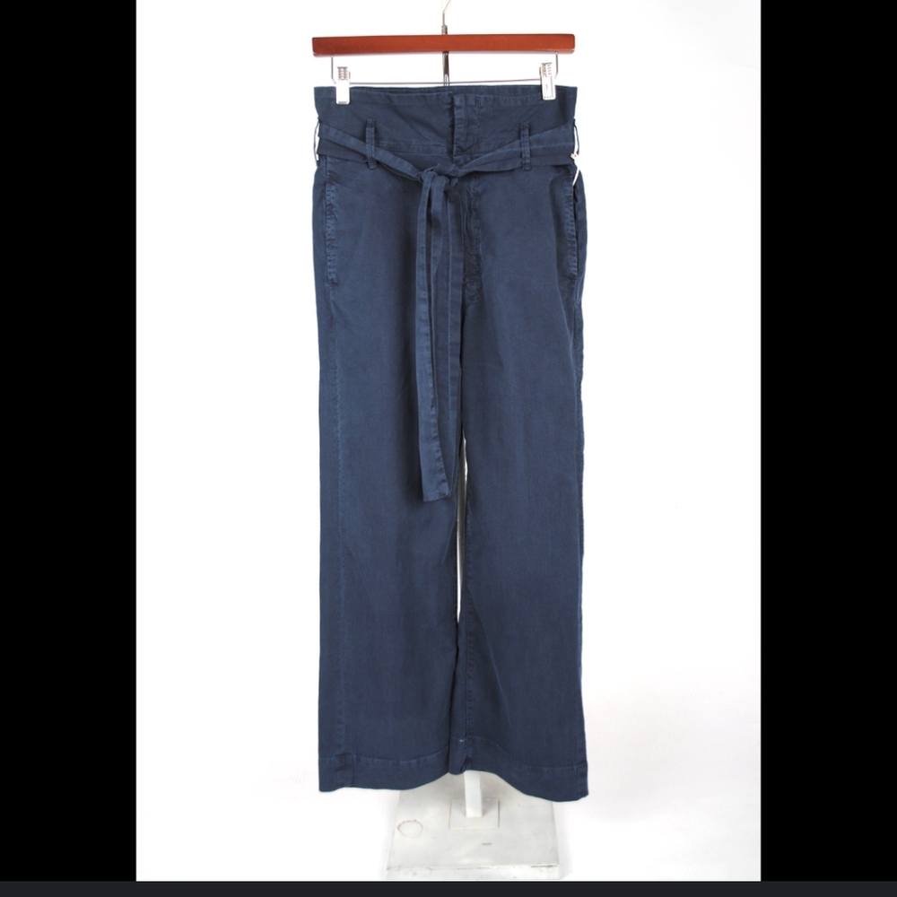 Mother Denim The Paperback Greaser Ankle Belt Jeans Wide Leg Navy Blue Size 29